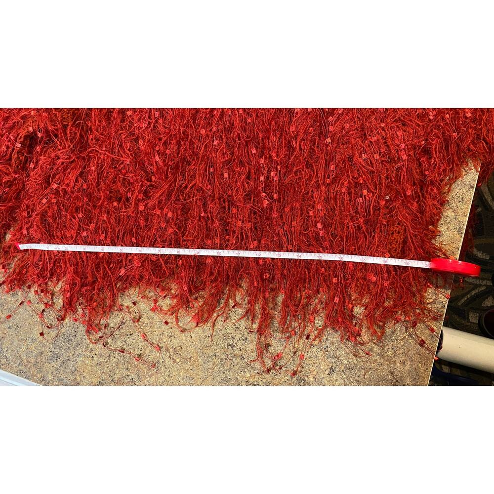 REHAB LAB Red Shaggy Eyelash Knit Long Bell Sleeve Sweater Size L - Picture 13 of 14